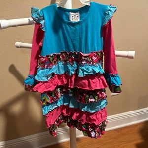 Three sisters 100% cotton tiered printed knit dress w ruffle long sleeve 4t